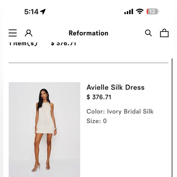 Reformation Avielle Silk Dress Ivory - Size 0 - Picture 1 of 4